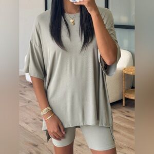 Talulah Novi Ribbed Tee + Shorts Set | Sage